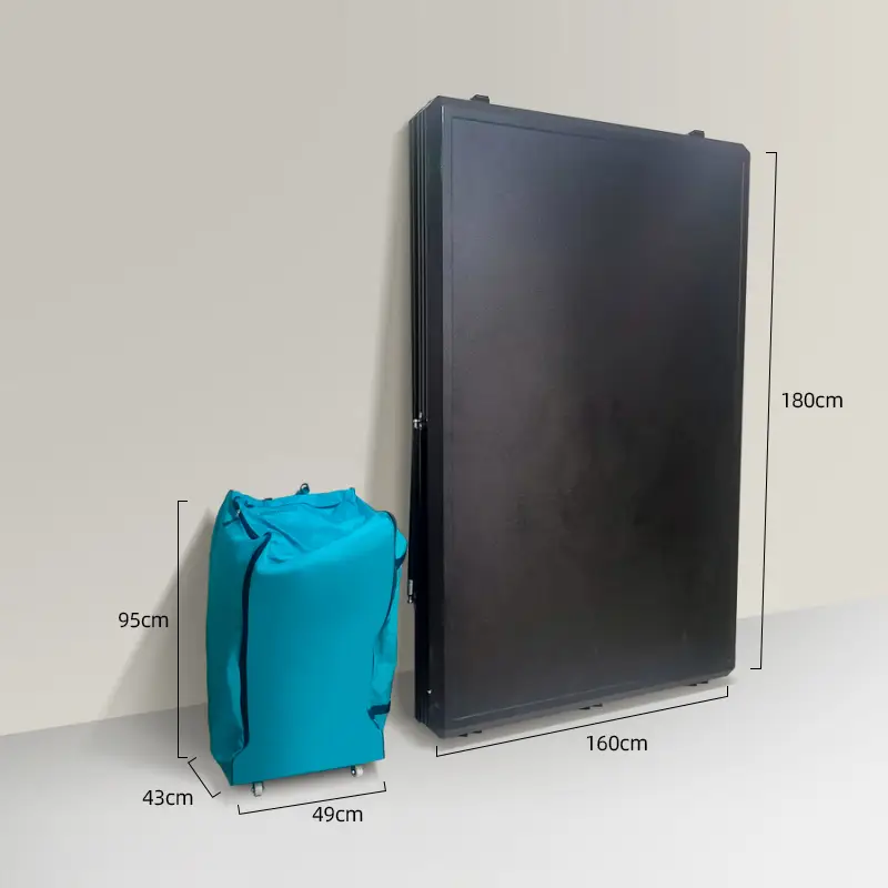 Fish Island rooftop tent compact carry bag 95x43x49cm next to hard-shell rooftop tent, space-saving travel storage