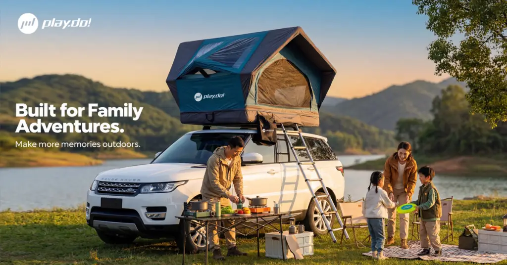 Playdo Osprey inflatable rooftop tent for family camping and outdoor trips