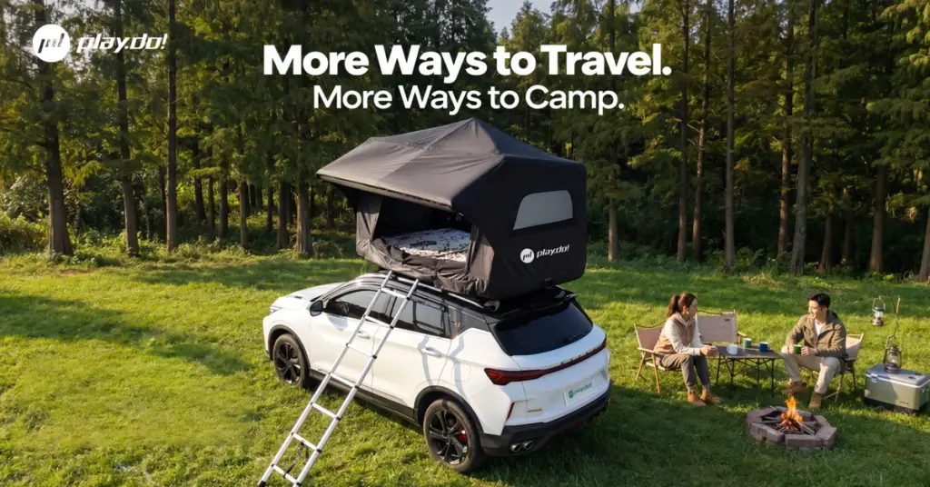 Playdo Castle inflatable rooftop camping tent for road trips and outdoor getaways